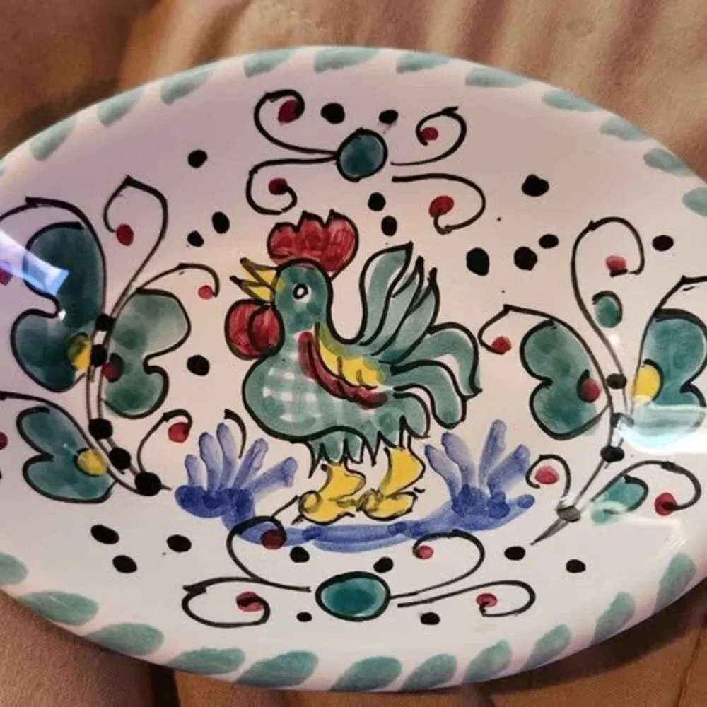 Dansk St. Tropez Platter and Deruta Rooster Dish